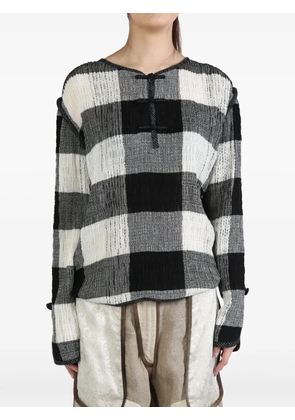 COMMUNS plaid-patterned long-sleeve top - Black