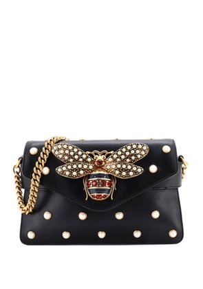 Gucci Pre-Owned Broadway Pearly Bee Embellished Leather Mini shoulder bag - Black