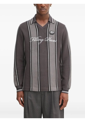 Filling Pieces striped v-neck sweater - Grey