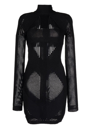 Balmain perforated-knit detail dress - Black