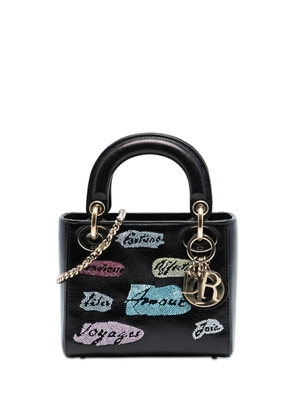 Christian Dior Pre-Owned 2016 Mini Calfskin Beaded Lady Dior satchel - Black