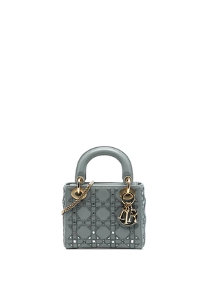 Christian Dior Pre-Owned 2020 Mini Calfskin Cannage Beaded Lady Dior satchel - Grey