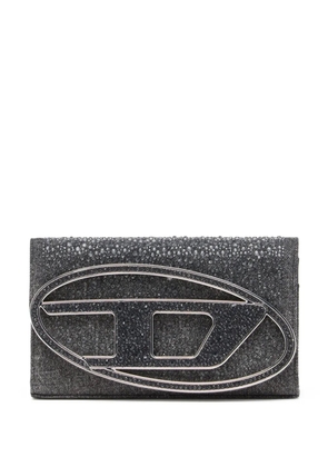 Diesel 1DR crystal embellished denim wallet - Black