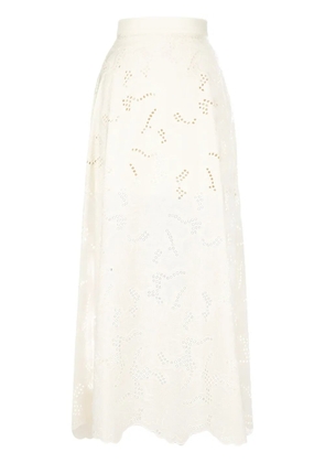 Elie Saab embroidered maxi skirt - White