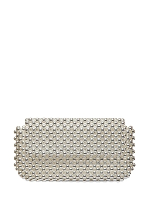0711 Clover beaded clutch bag - Silver