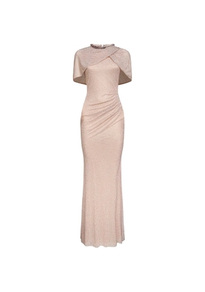 Self-Portrait asymmetric draped rhinestone dress - Neutrals