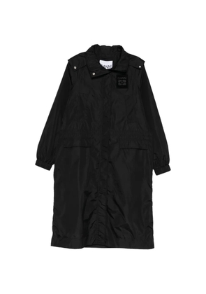 GANNI logo-patch coat - Black