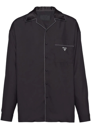 Prada contrast-trim silk pajama shirt - Black