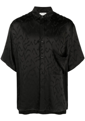 Saint Laurent patterned-jacquard short-sleeve shirt - Black