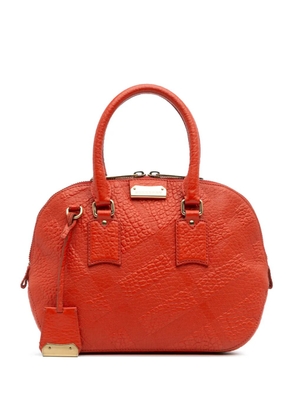 Burberry Pre-Owned 2015-2025 Small Heritage Grain Check Embossed Leather Orchard Bowling Bag satchel - Orange
