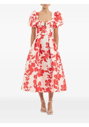 Rebecca Vallance Mayari midi puff-sleeve floral dress - Neutrals