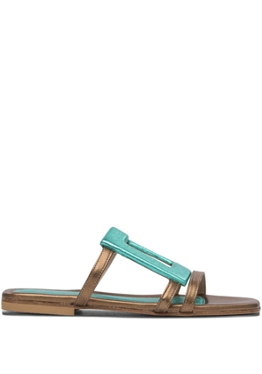 Elina Linardaki metallic buckle sandals - Green