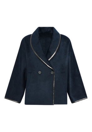 Yves Salomon double-breast coat - Blue