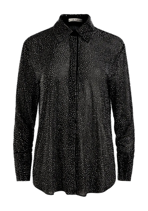 alice + olivia Finely crystals-embellished button-down shirt - Black