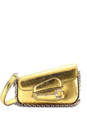 Gucci Pre-Owned Horsebit 1955 Asymmetric Leather Mini shoulder bag - Gold