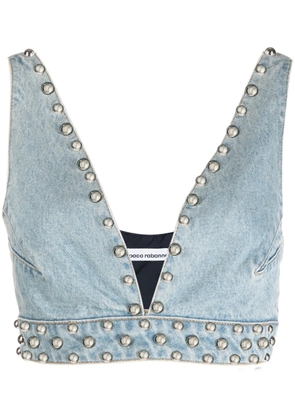 Rabanne studded denim bralette - Blue
