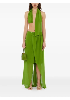 Christopher Esber chain-detail asymmetric sarong skirt - Green