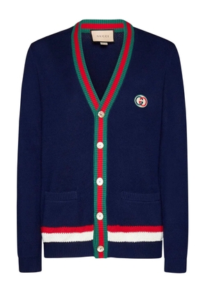 Gucci Web-stripe button-up cardigan - Blue