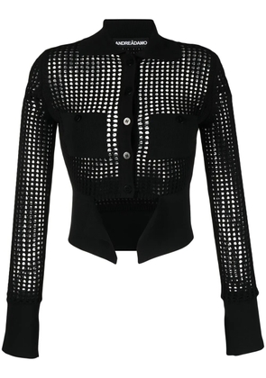 ANDREĀDAMO open-knit panelled cardigan - Black
