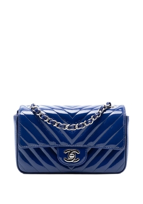 CHANEL Pre-Owned 2016-2017 Mini Rectangular Classic Chevron Patent Single Flap crossbody bag - Blue