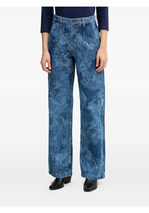 Sisley floral-pattern button-fastening jeans - Blue