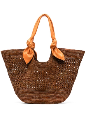 Hereu straw tote bag - Brown