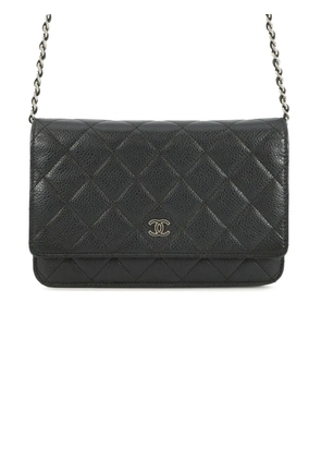 CHANEL Pre-Owned 2014-2015 CC Quilted Caviar Wallet on Chain crossbody bag - Black