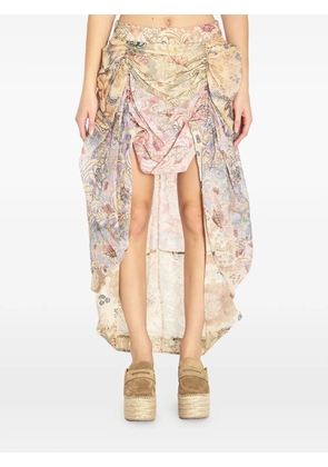 ZIMMERMANN Rebellion floral asymmetric skirt - Neutrals