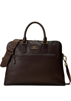 Polo Ralph Lauren pebble-leather detachable-strap briefcase - Brown