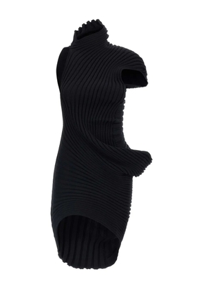 Issey Miyake ribbed high-neck dress - Black