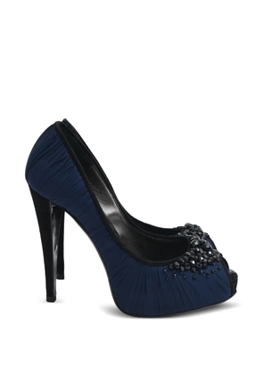 Giorgio Armani Pre-Owned crystal-embellished peep-toe pumps - Blue