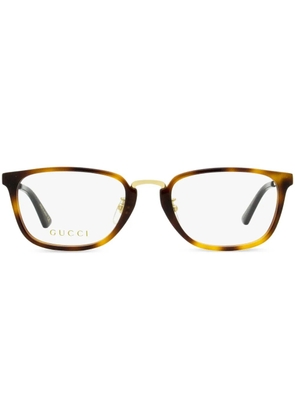 Gucci Eyewear logo-print rectangle-frame glasses - Brown