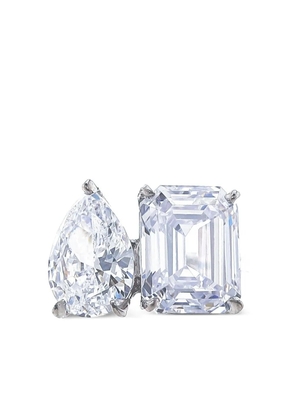 Fantasia by Deserio 14K white gold Toi et Moi cubic zirconia ring - Silver