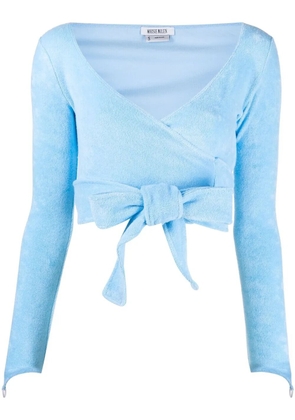 Maisie Wilen knitted wrap crop top - Blue