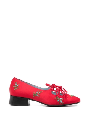 Nicole Saldaña Isabel floral-embroidery pumps - Red