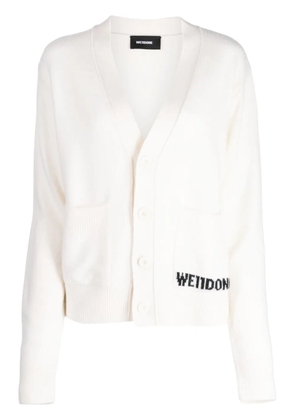 We11done logo-intarsia wool cardigan - White