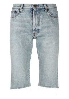 Saint Laurent raw-cut edge denim shorts - Blue