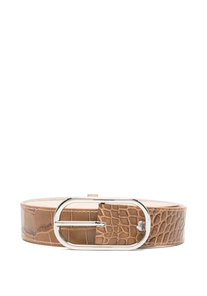 HERSKIND crocodile-embossing leather belt - Brown