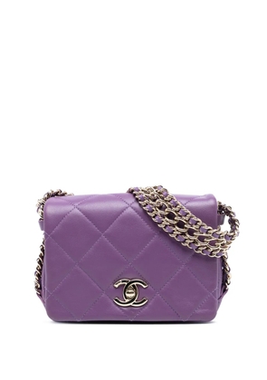 CHANEL Pre-Owned 2021-2025 Mini Lambskin Triple Chain Full Flap shoulder bag - Purple