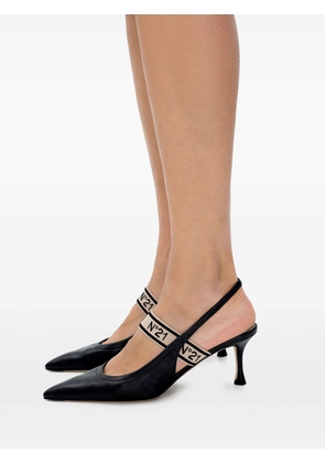 Nº21 logo-strap slingback pumps - Black
