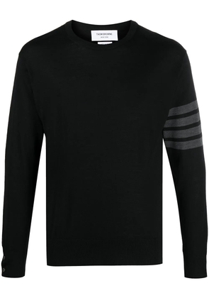 Thom Browne Black Fine Merino Wool 4-Bar Classic Crewneck Pullover