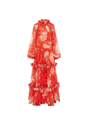Leo Lin Angela ruffled floral maxi dress - Orange