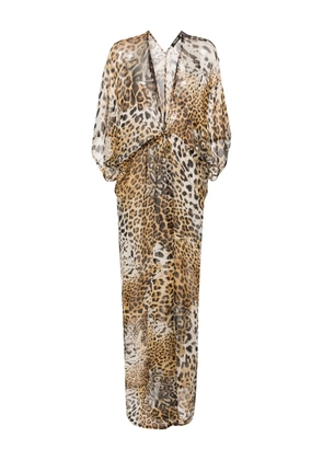 Roberto Cavalli leopard-print silk beach dress - Neutrals