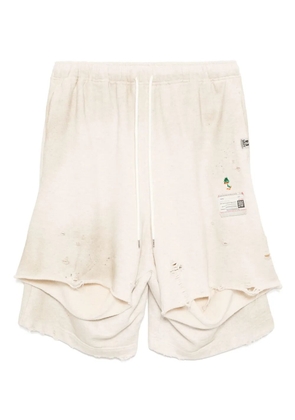 Maison MIHARA YASUHIRO distressed track shorts - Neutrals