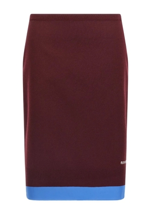 Miu Miu embroidered-logo split midi skirt