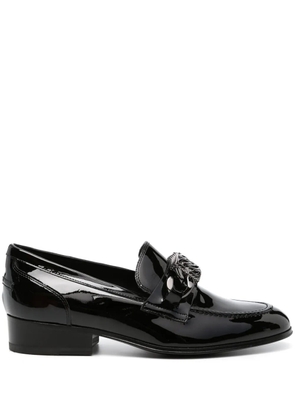 Casadei buckle-embellished patent leather loafers - Black