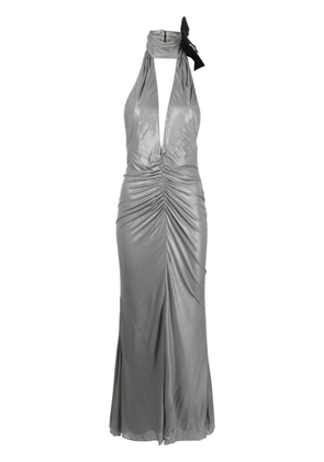 Alessandra Rich halterneck open-back evening dress - Silver