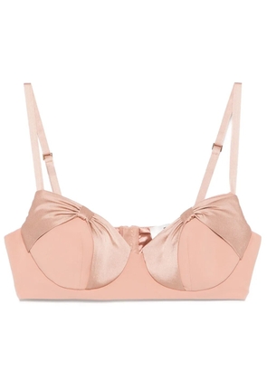 Elisabetta Franchi satin-bow crepe top - Neutrals