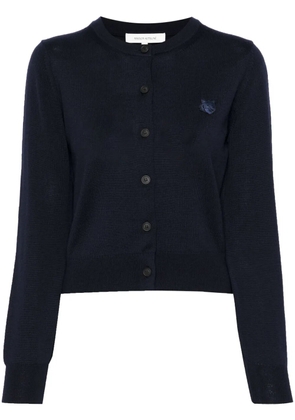 Maison Kitsuné logo-appliqué wool cardigan - Blue
