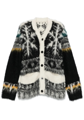 sacai patterned pocket cardigan - Black